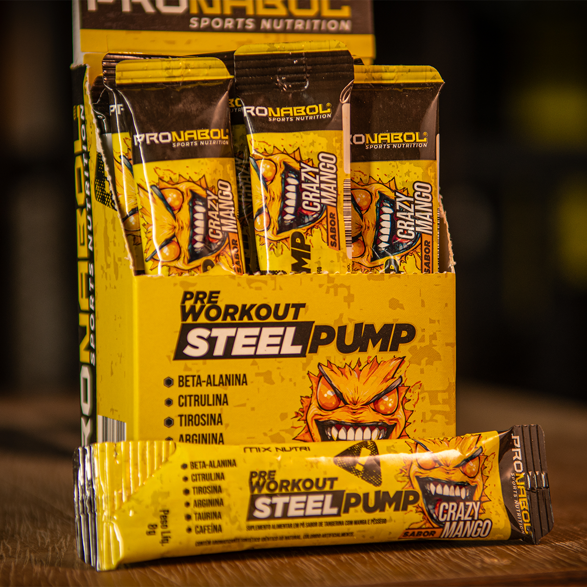 STEEL PUMP PRE-WORKOUT CRAZY MANGO 15X8G - DISPLAY