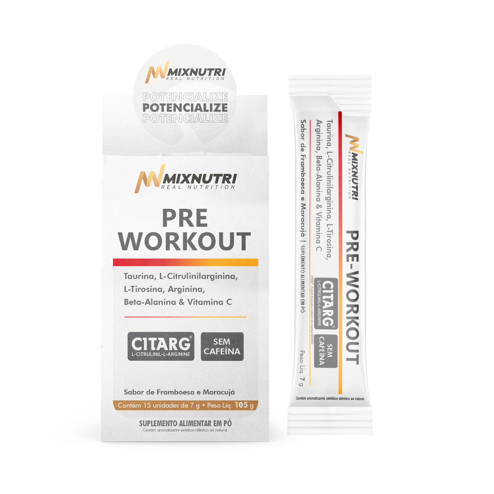 PRE WORKOUT SEM CAFEINA FRAMBOESA COM MARACUJA - 15X7G - DISPLAY